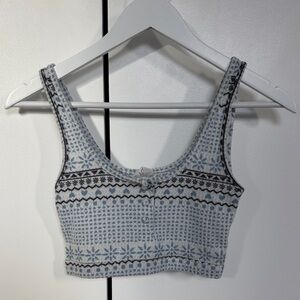 Cotton On Body Blue and White Patterned Crop Top
